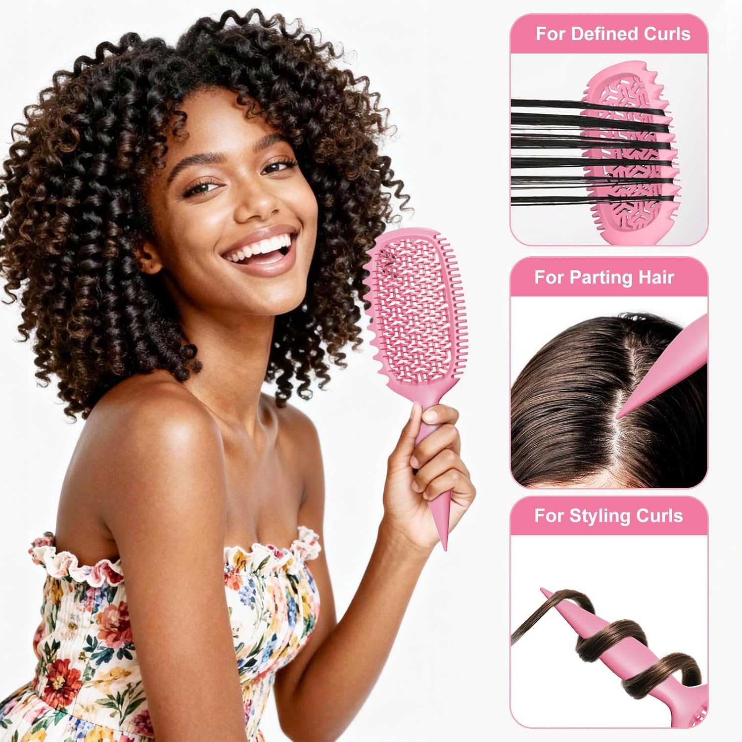Curl Defining Brush with Wide & Narrow Teeth, Defines & Detangles Men/Women image 5