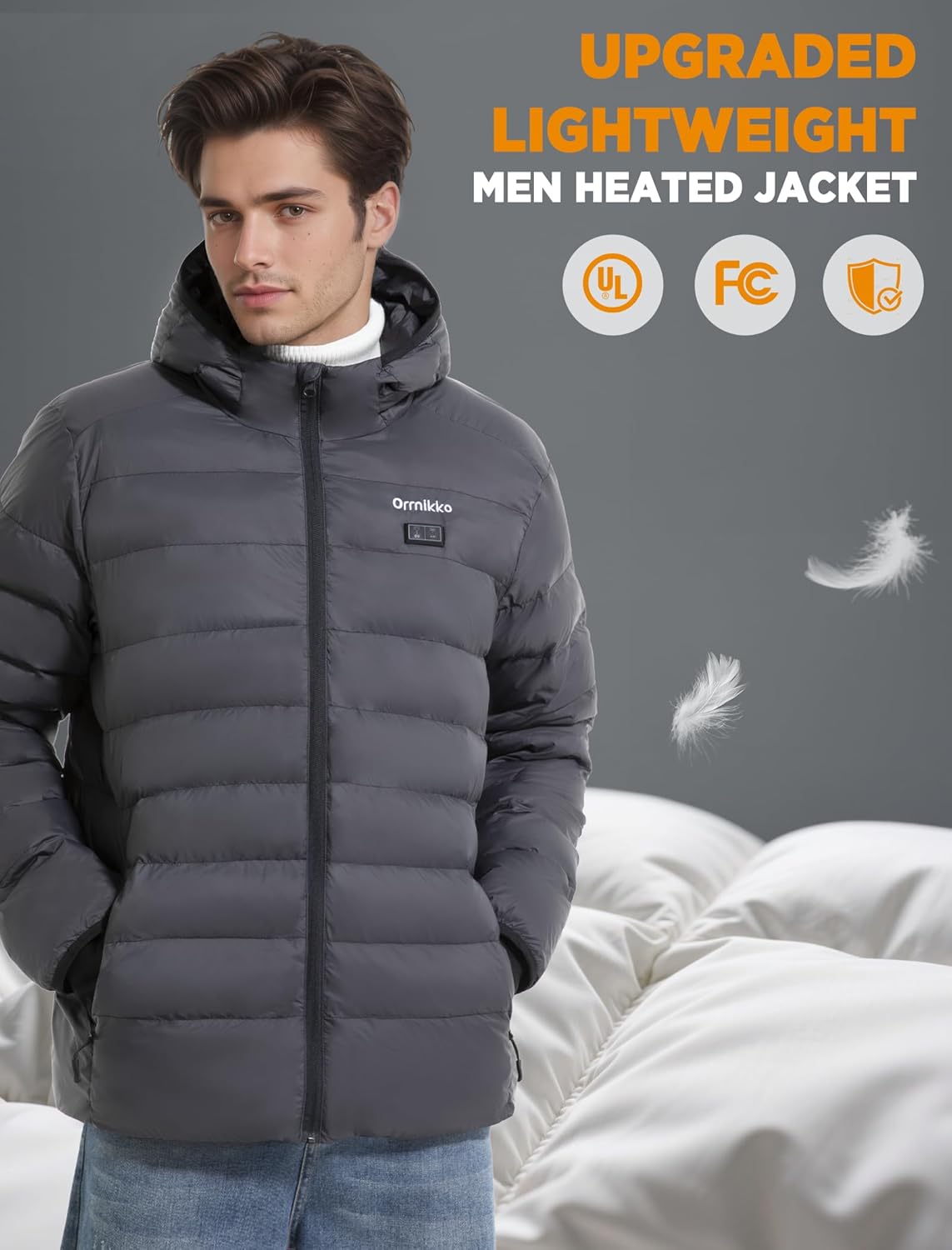 Mens Heated Jacket with Battery Pack 12V 20000mAh - Lightweight Electric Heated Coat for Men with Heating Gloves - Image 6