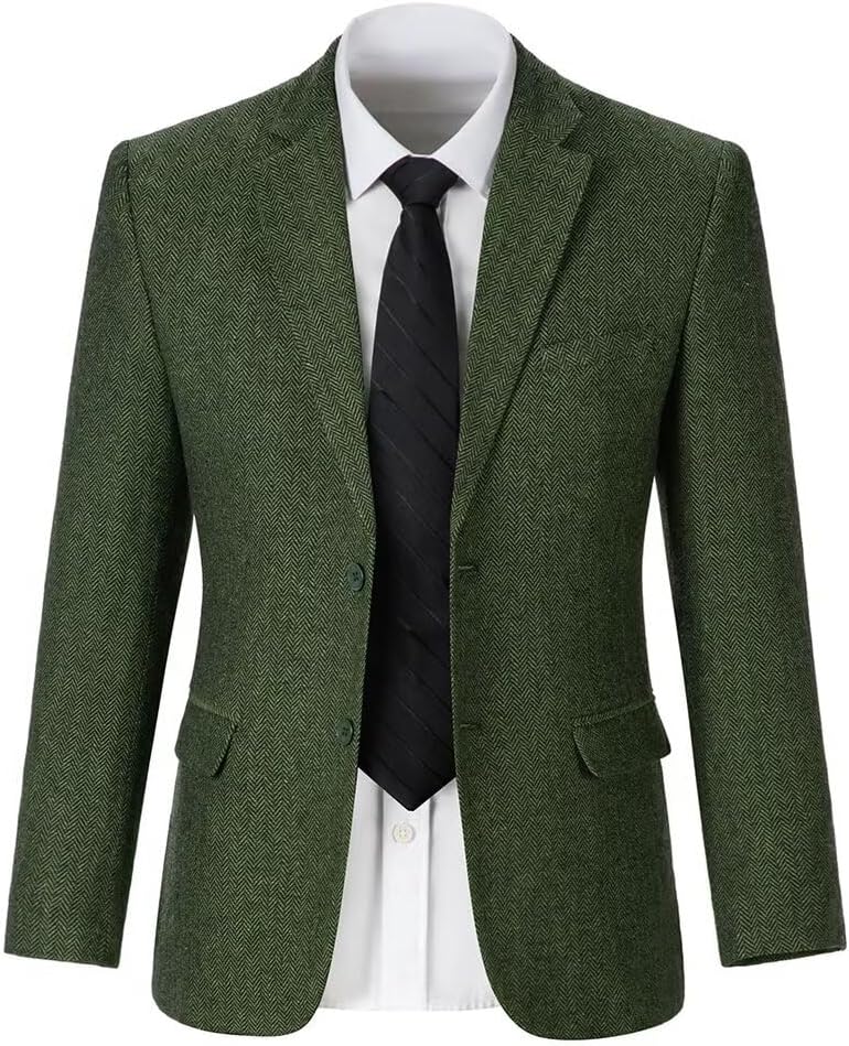 Boys Suit Tweed Herringbone 2 Piece Suits Slim Fit Blazer+tie，Formal Tuxedo for Kids Prom Danc