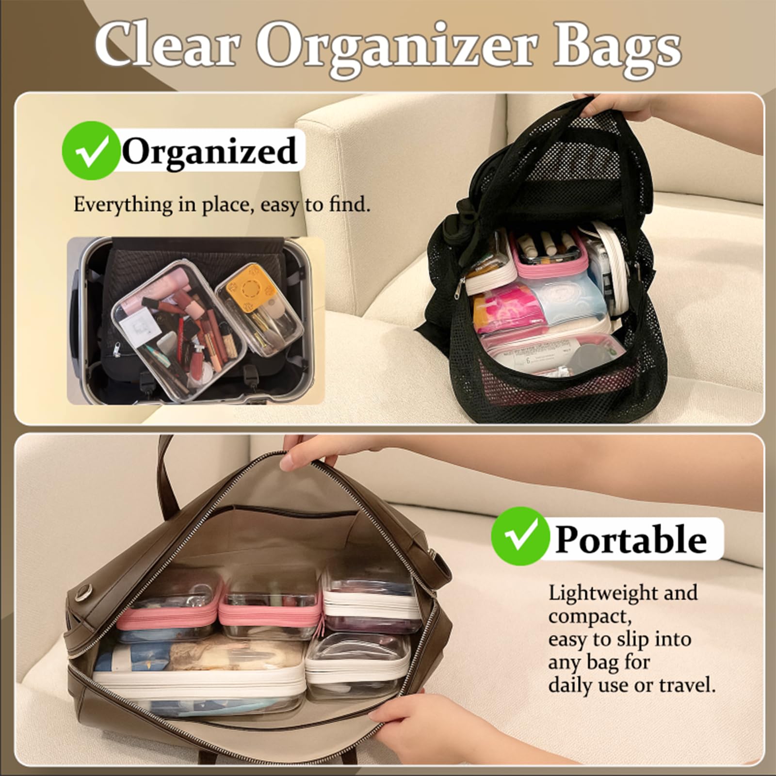 Clear Zipper Pouches - Organize Travel & Home -3