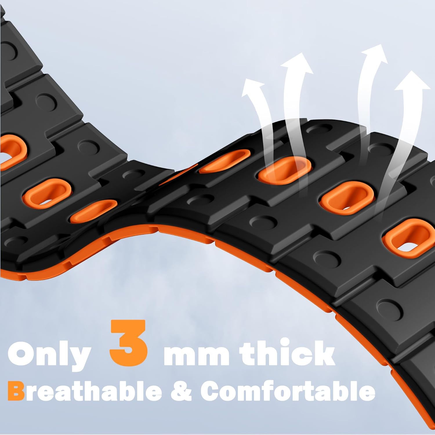 Bandletic Watchband Compatible with Samsung Galaxy Watch Ultra(2025/2024)Bands 47mm for Women, Silicone Strong Magnet Wristbands Adjustable Sport Strap for Galaxy Watch Ultra Bands for Man, Black Orange - Image 4