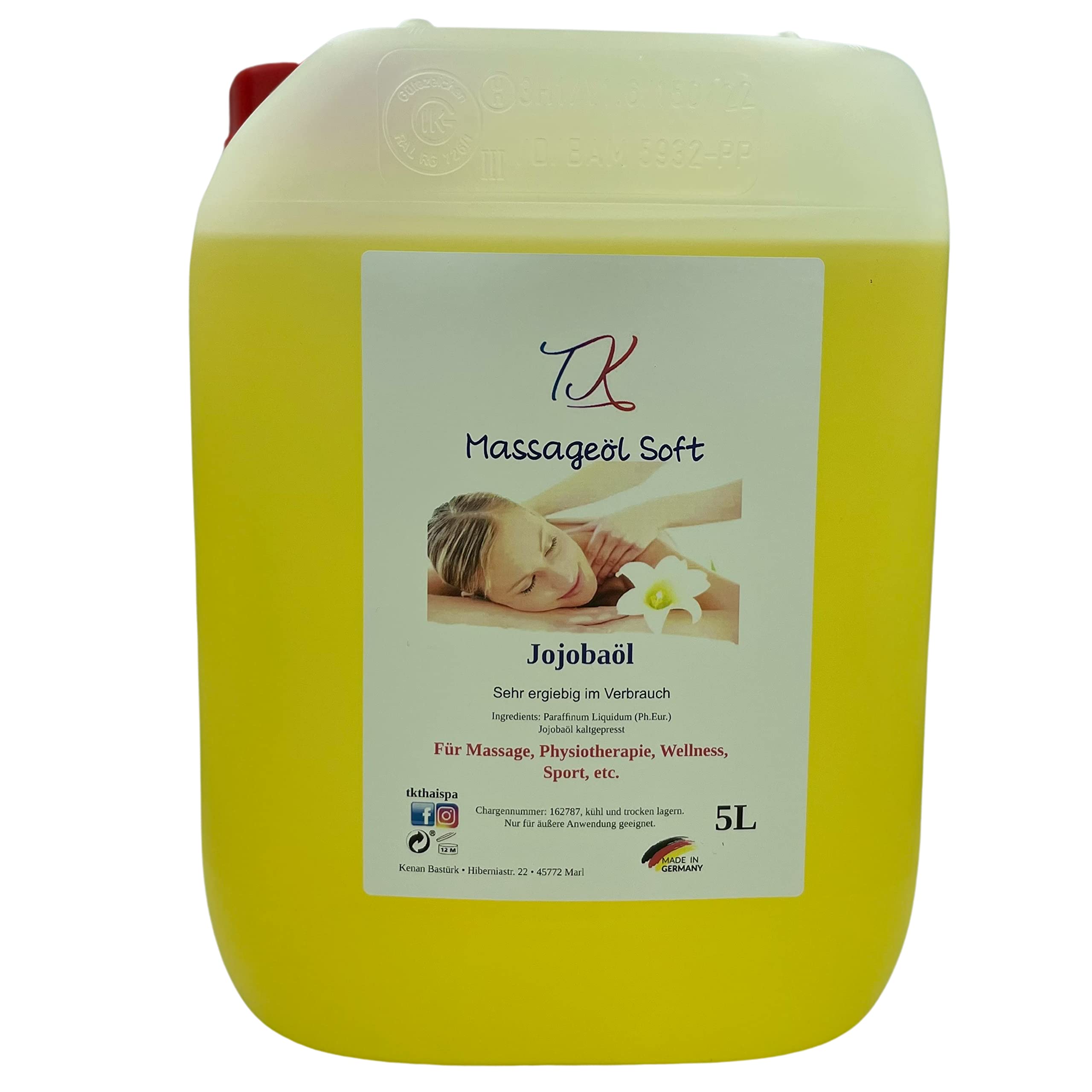 5L Aroma Massageöl - Soft für Massage, Physiotherapie, Wellness, Sport uvm., Artzneimittel Qualität