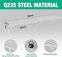 Vista 3 de HAUSHOF Estantes de armario montados en la pared, paquete de 4 estantes de alambre blanco de 4 pies x 12 pulgadas para lavandería, armario