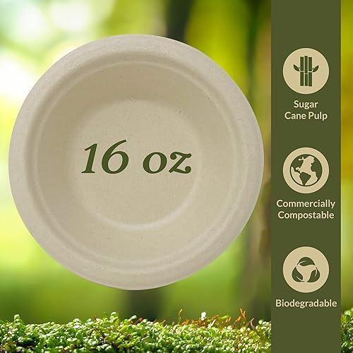 Miniatura 3 de Reli. Compostable Paper Bowls, 16 oz (250 Pack - Bulk)  Brown Paper Bowls, Disposable  Eco-Friendly, Heavy Duty Soup Bowl  Biodegradable, Sugar Cane