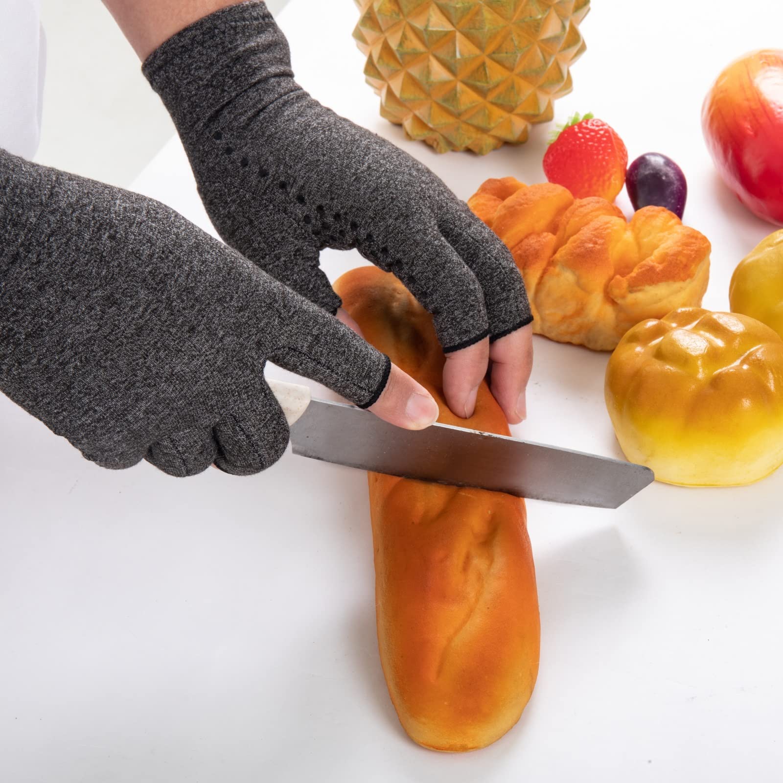 Guantes de compresión para mujeres y hombres, sin dedos, transpirables, absorben la humedad, guantes de compresión para artritis para dolores en las articulaciones