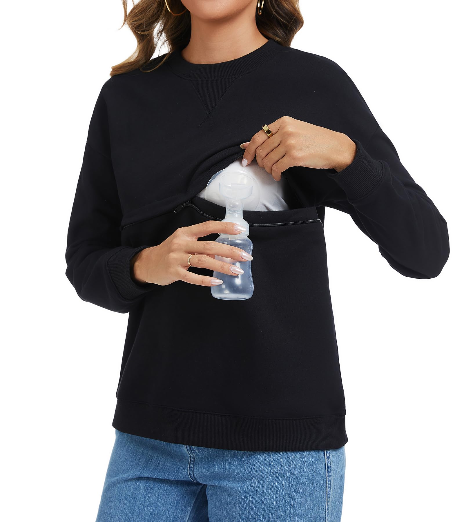 Sosolism Stillpullover für Damen Stilltop Reißverschluss Still Sweatshirt