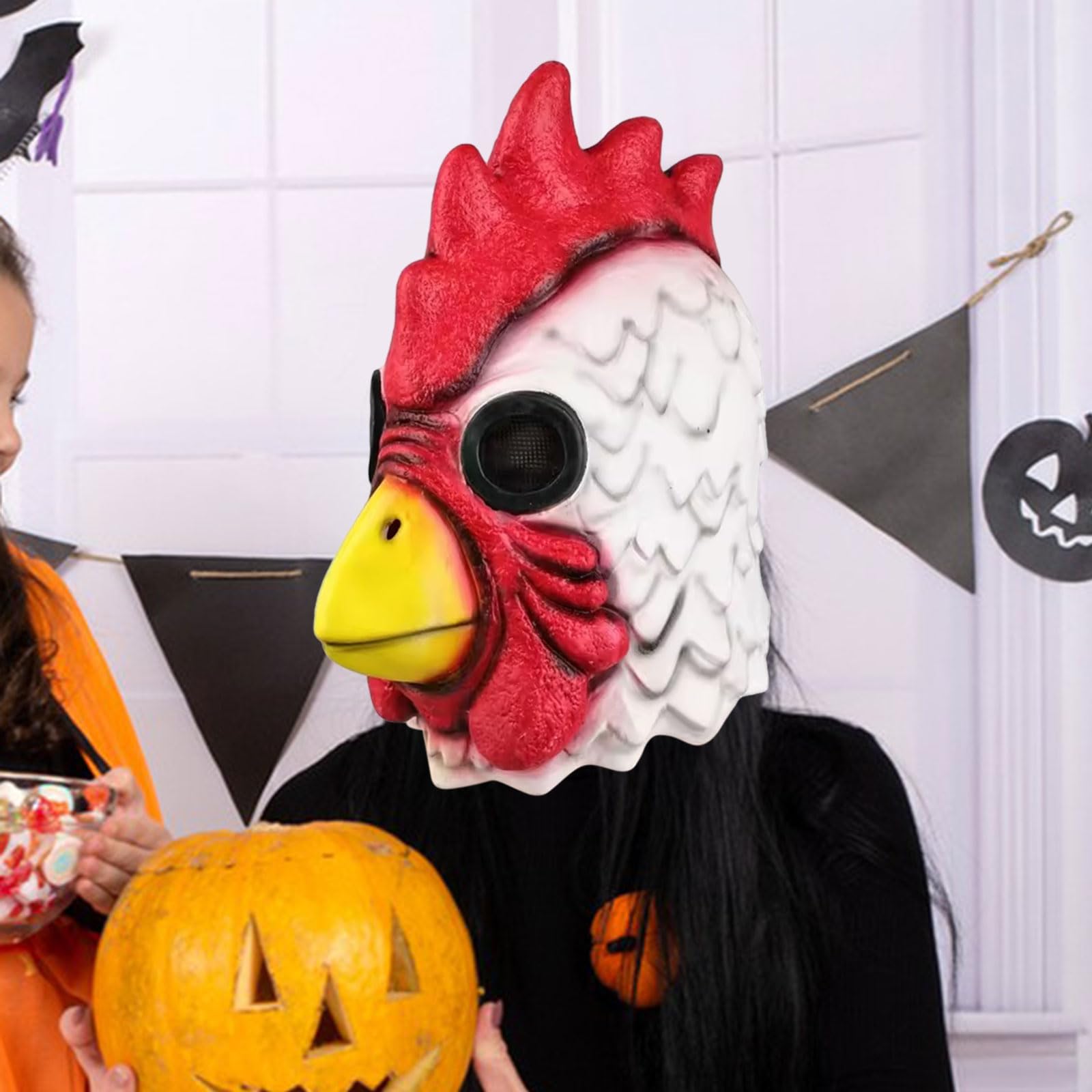 Baoblaze Maschera da Testa di per Adulti, Maschera di Halloween Spaventosa, Maschere in Lattice per Feste, Festival, Ringraziamento, per Adattarsi a Circonferenze della Testa di 56-60 Cm