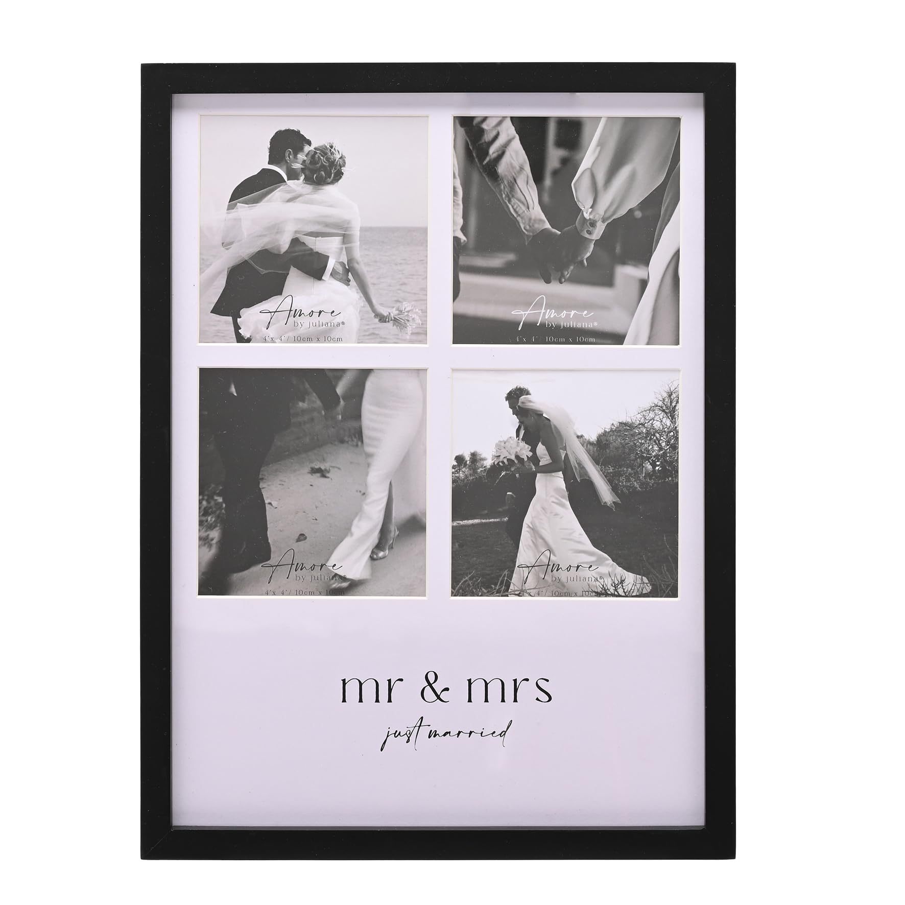 Widdop And Co White Amore Black Multi-Aperture Photo Frame – Mr & Mrs Wedding Memories Display