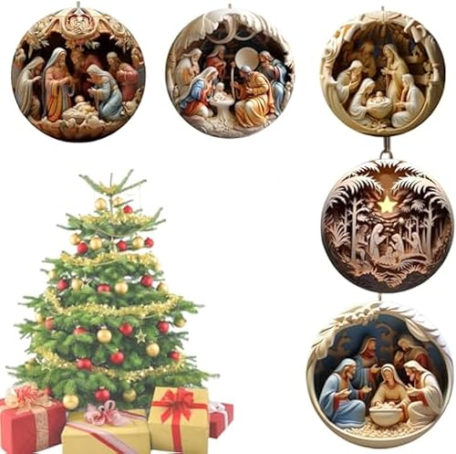 Miniatura 2 de Adornos de Natividad para árbol de Navidad  Adornos de Navidad cristianos católicos, árbol de Navidad, nacimiento de Jesús, decoraciones religiosas