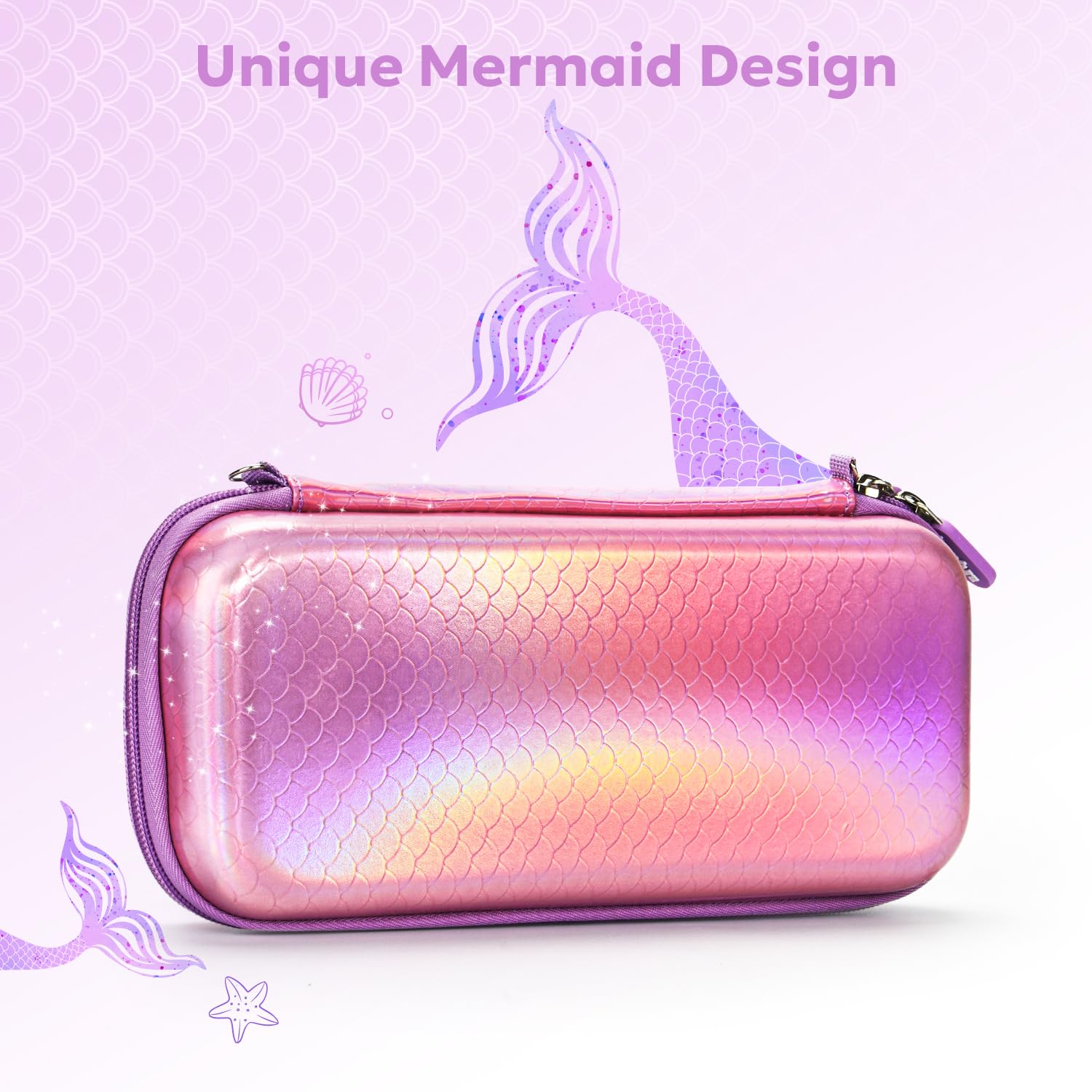 Borsa per Switch Lite, innoAura Pacchetti Accessori per Switch Lite con Custodia Switch Lite, Proteggi Schermo Switch Lite, Custodia Protettiva Switch Lite Copri Pollice, Custodia Giochi (Rosa Sirena)