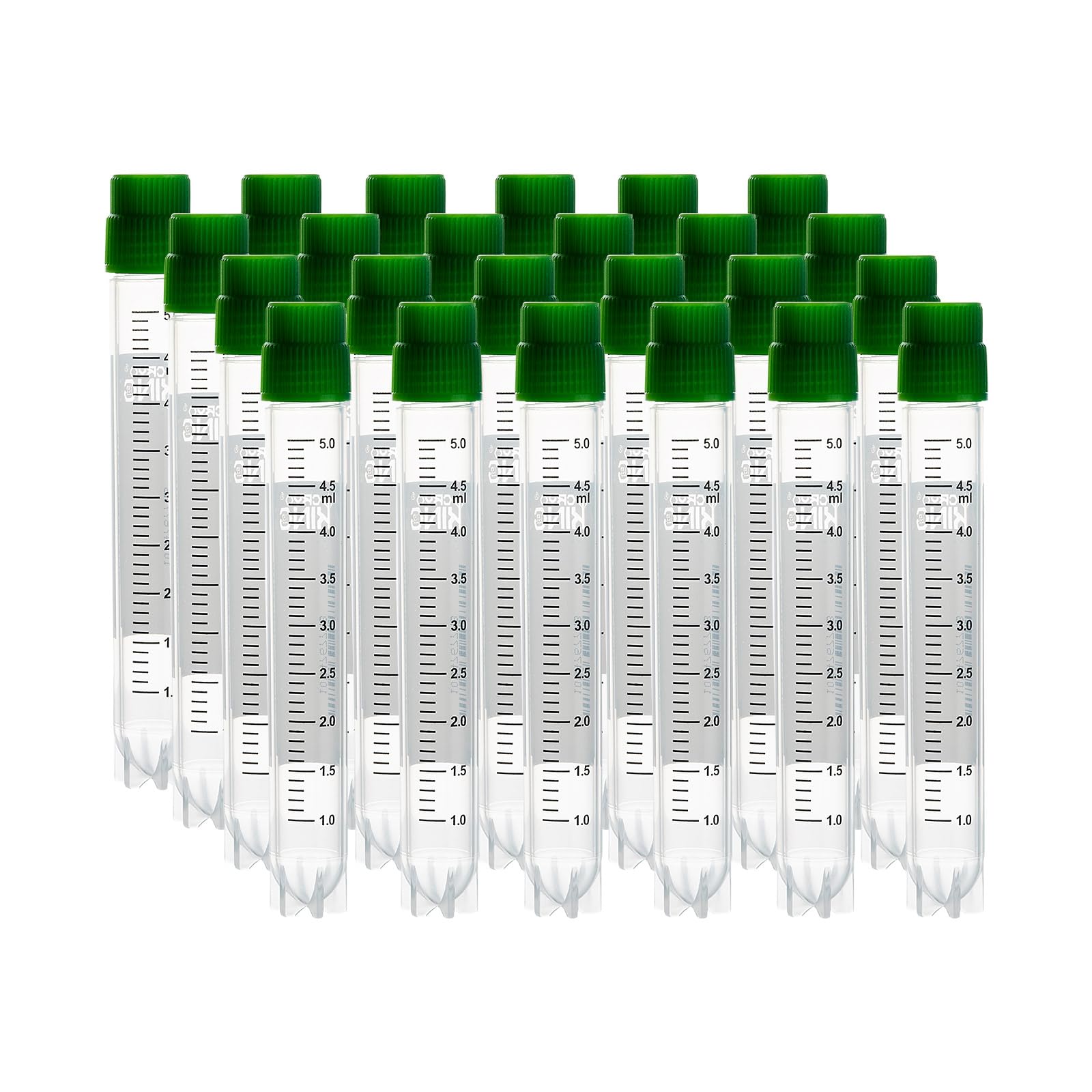 1000 Stück 5.0ml Kunststoff Kryoröhrchen, Probenröhrchen Kunststoff, Gefrierröhrchen mit Barcode und Schraubverschluss, Reagenzgläser Plastik für Labor Chemie Experimente (Grün)