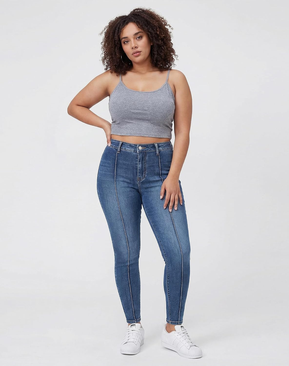 roswear Skinny Jeans for Women High Waisted Stretchy Front Seam Vintage Denim Pants image 3