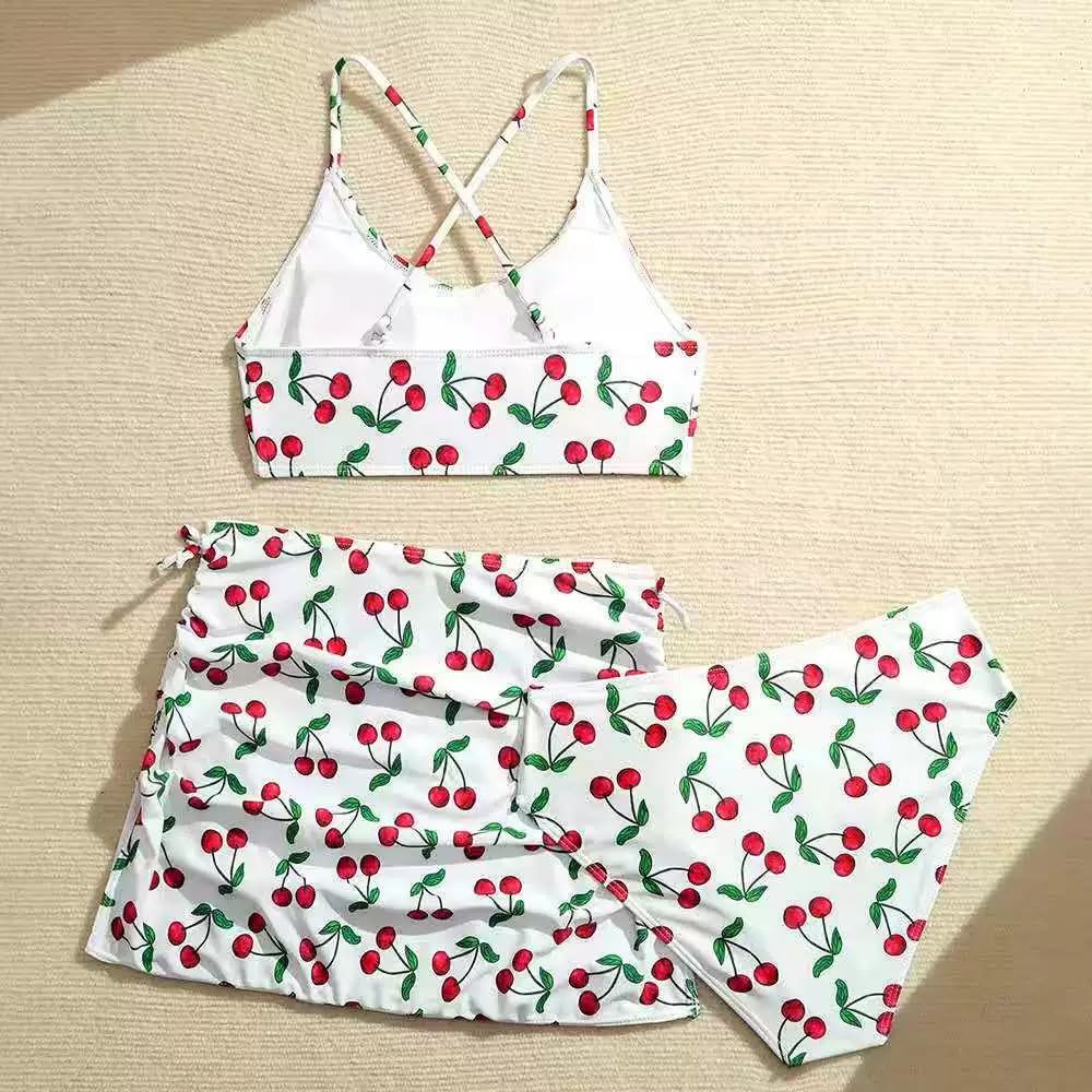 Traje de baño de dos piezas con estampado floral para niñas, adecuado para niños mayores y adolescentes, ideal para verano, playa y fiestas en la piscina