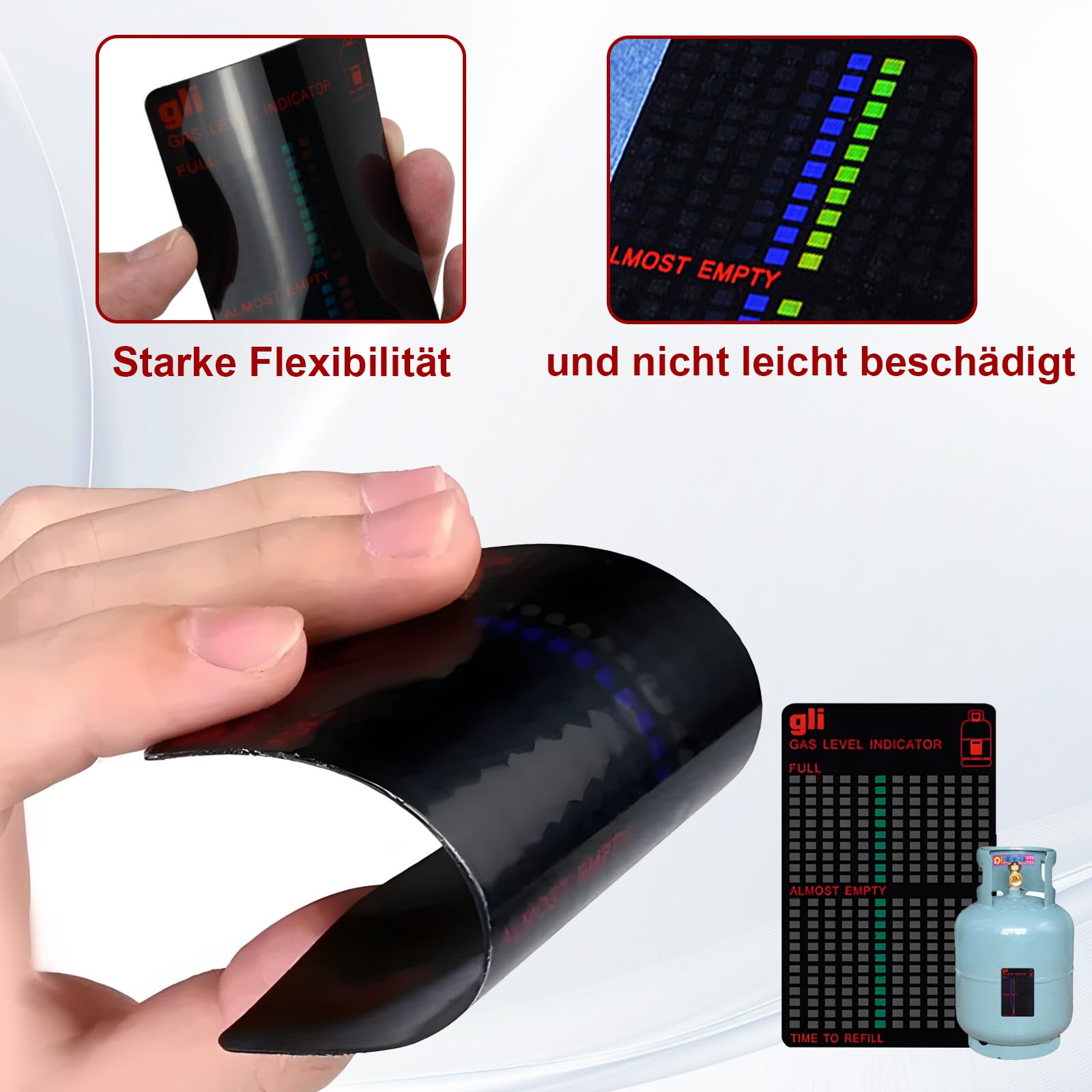 4er Set Magnetische Gasflaschen-Füllstandsanzeige – Für Wohnmobil, Camping & Haushalt (100 X 63 Mm)