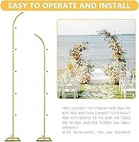 Vista 4 de Juego de 2 soportes para arco de globos, soporte de telón de fondo arqueado de boda con base, soporte de metal para globos de medio arco, arco