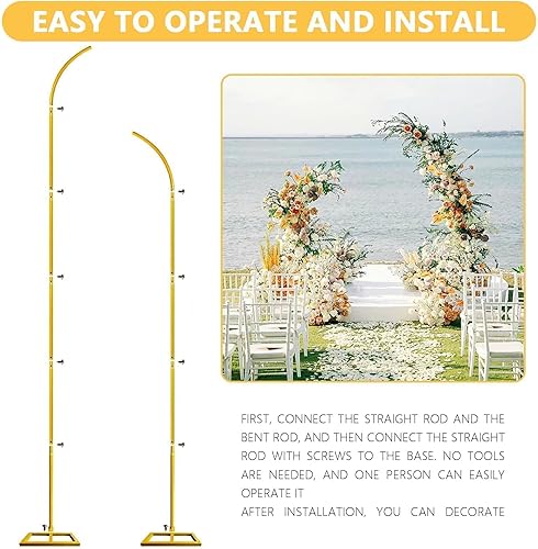 Miniatura 4 de Juego de 2 soportes para arco de globos, soporte de telón de fondo arqueado de boda con base, soporte de metal para globos de medio arco, arco