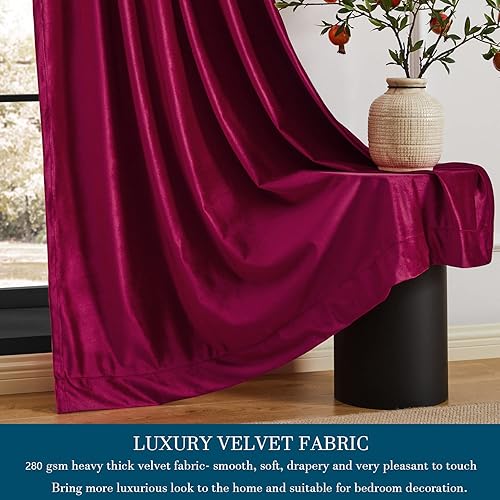 Vista 136 de PRIMROSE Juego de 2 paneles opacos de cortinas de terciopelo con trabillas traseras, 72 pulgadas largo, para la sala o dormitorio, decoran ventana
