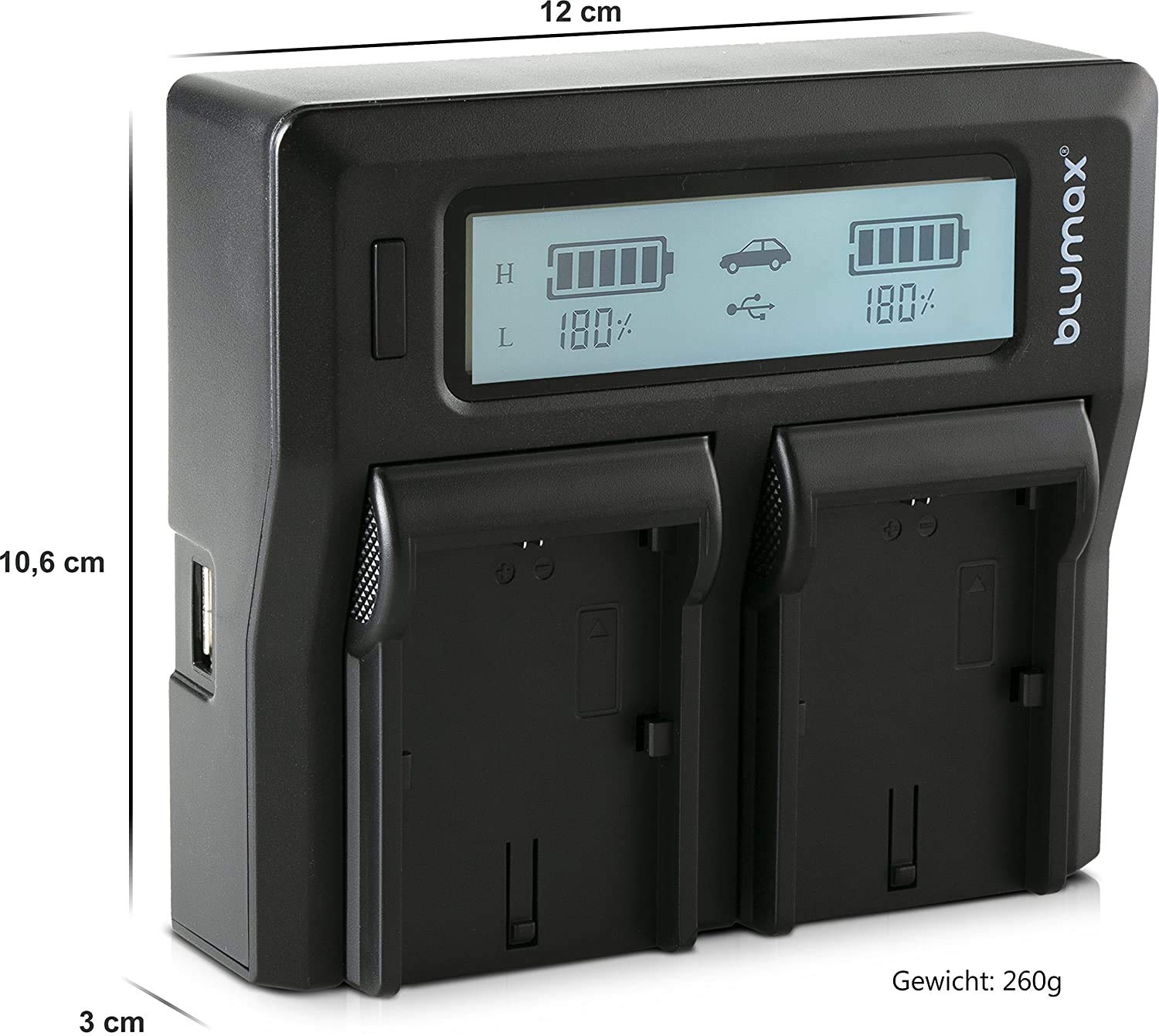 Blumax 2X Akku ersetzt Sony NP-FZ100-2250mAh + LCD Dual-Ladegerät - für Sony FX30-7 IV 7c 7RIV 7RV 7RIII ZV-E1