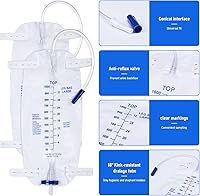Vista 5 de 10 Pack 1000ml Sterile Leg Urinary Drainage Bags with 2 Adjustable Elastic Straps, Professional Urine Leg Bag with Anti-Reflux Valve for Men and