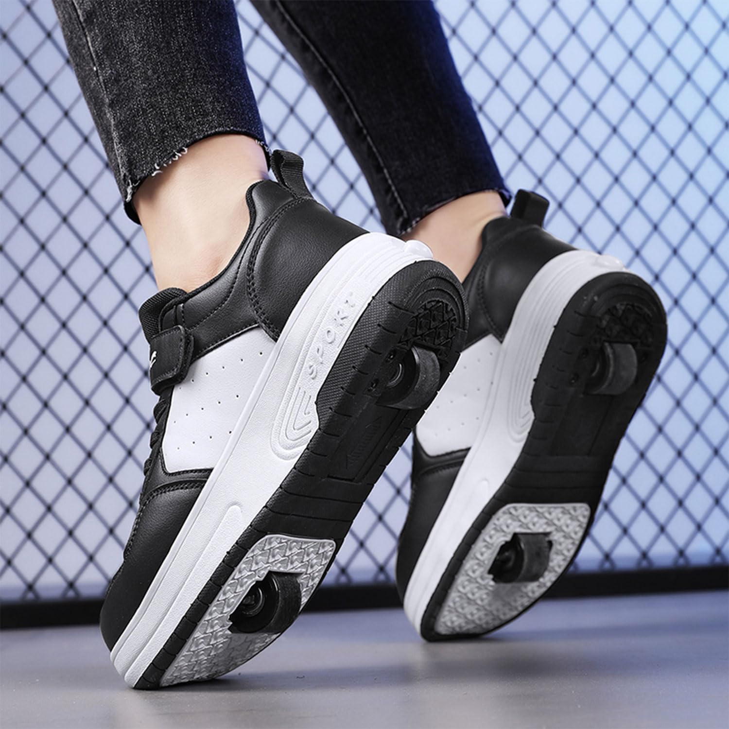 Niños Skateboarding Zapatos Doble Rueda Calzado Deportes de Exterior Gimnástico Sneakers Moda Zapatillas Regalo de cumpleaños para niños