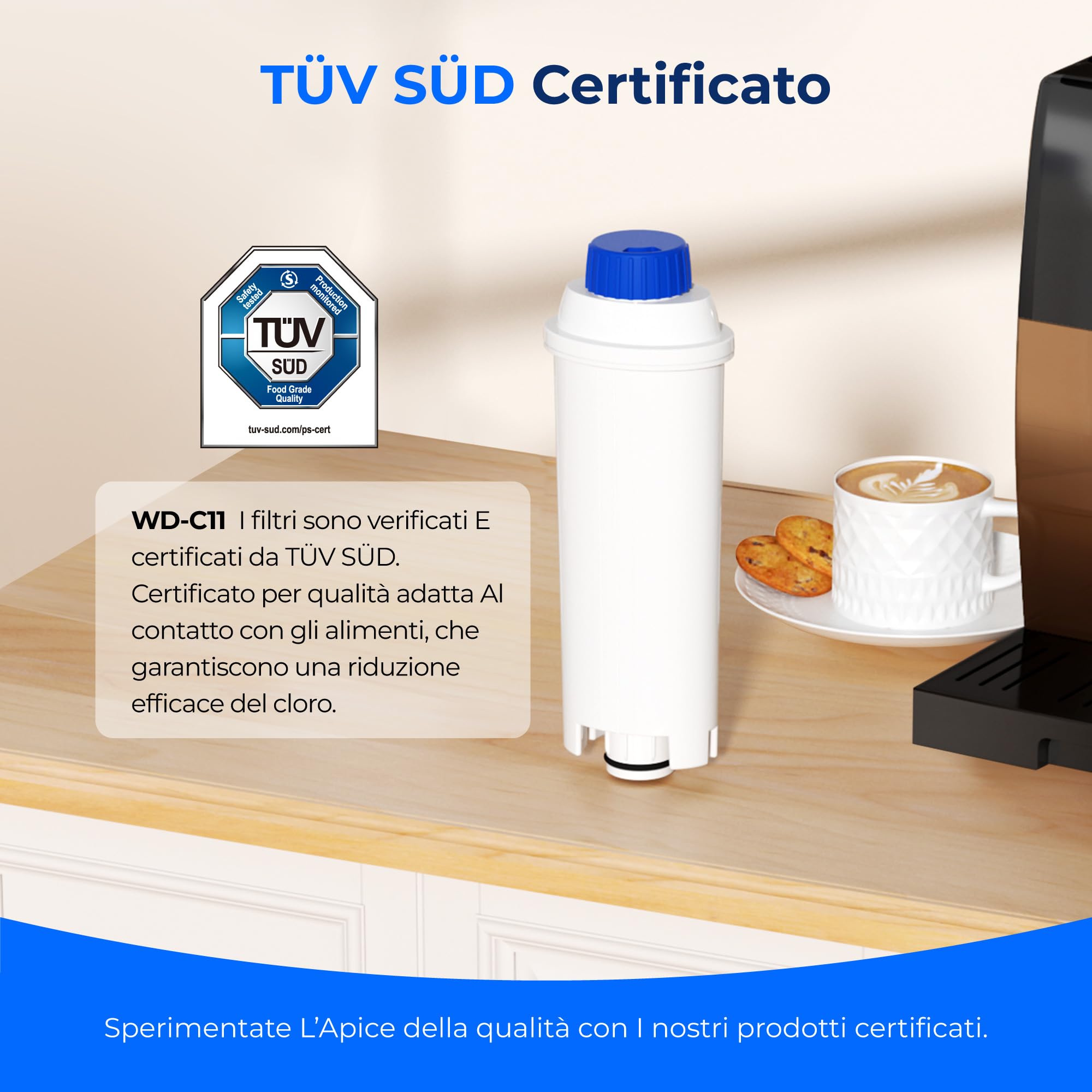 Waterdrop Certificato TÜV SÜD Filtro Acqua per Macchina da Caffè, Compatibile con De'Longhi DLS C002, 9310926, SER3017, ECAM ETAM EC800 (6)