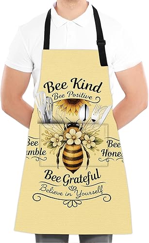 Miniatura 8 de ANNA QUEEN Divertido delantal con bolsillo para mujeres y hombres, cocina ajustable para hornear barbacoa con linda flor de animal