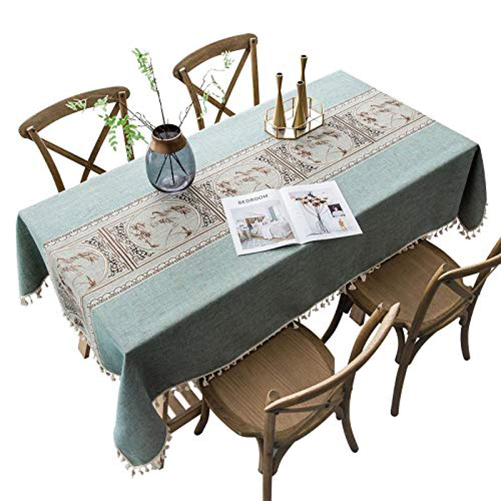 Tovaglia Tovaglia, Stile Fresco e Artistico Biancheria da Tavola in Cotone e Nappe Tovaglie Rettangolari per Tavolino da Salotto, Aspetto Lino Facile da Cura Lavabile, 140x240cm(55x94inch)