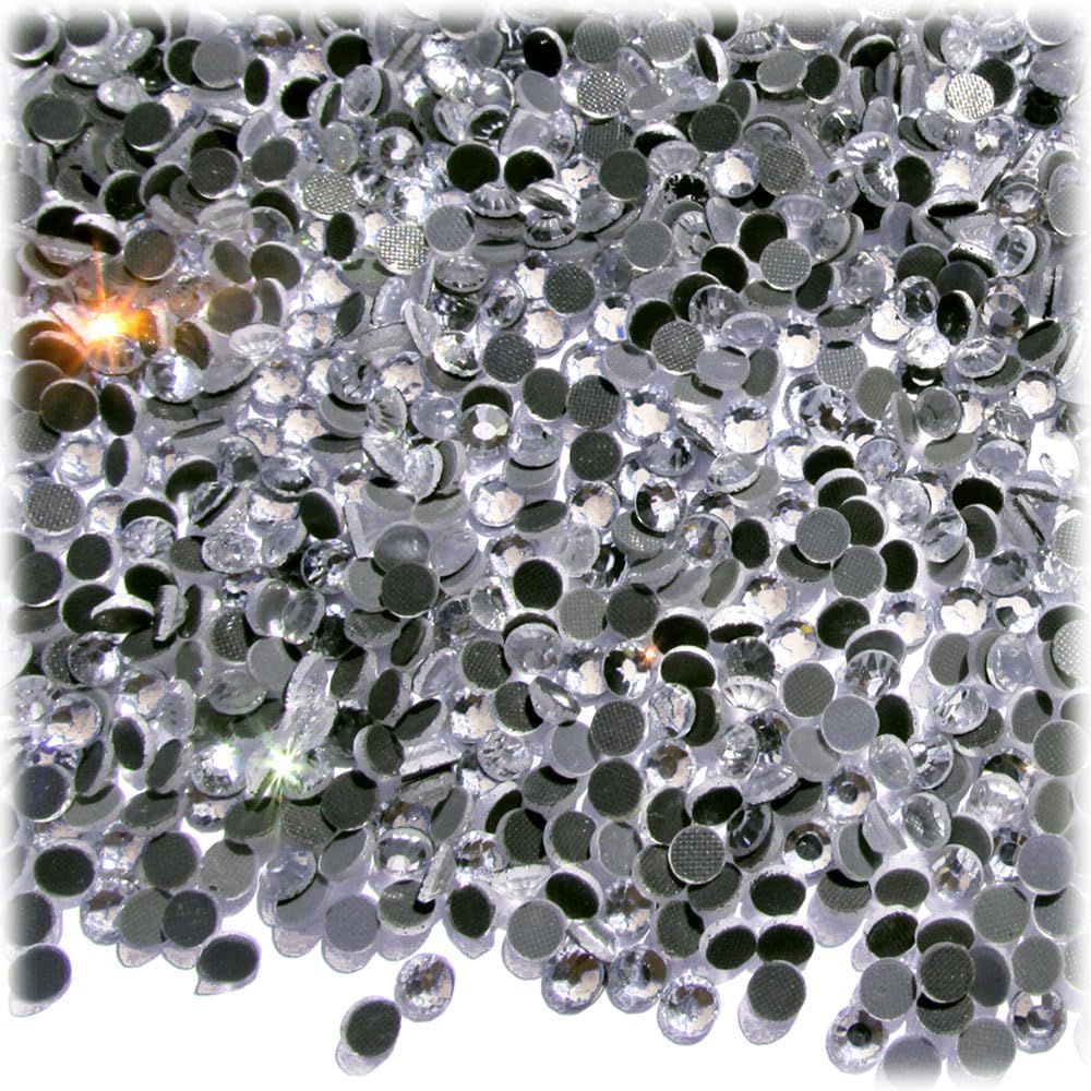 The Crafts Outlet 1,440-pc Iron on Heat induced Glue, Glass Rhinestones, Round 4mm (16ss) Small - Crystal Clear
