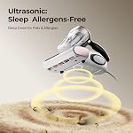 JIGOO Aspirateur de lit, Aspirateurs de matelas avec UV & Chauffage ultrasonore et haut, 13Kpa Aspiration 500W Aspirateurs portatifs à double coupe puissants (J300 Câblé)