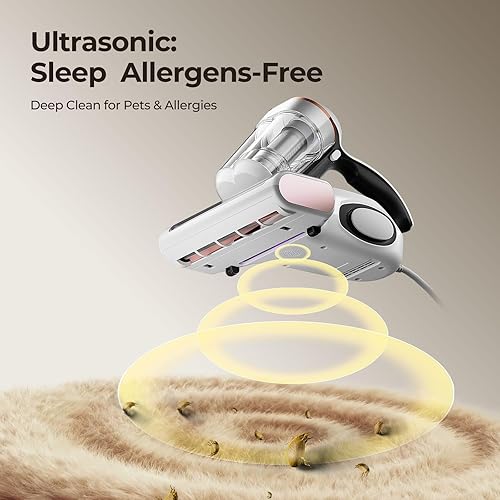 Miniatura 6 de Aspiradora de cama JIGOO con sensor de polvo, aspiradora de colchón con UV y ultrasónico y alta calefacción, succión de 13 kPa, 500 W, aspiradoras