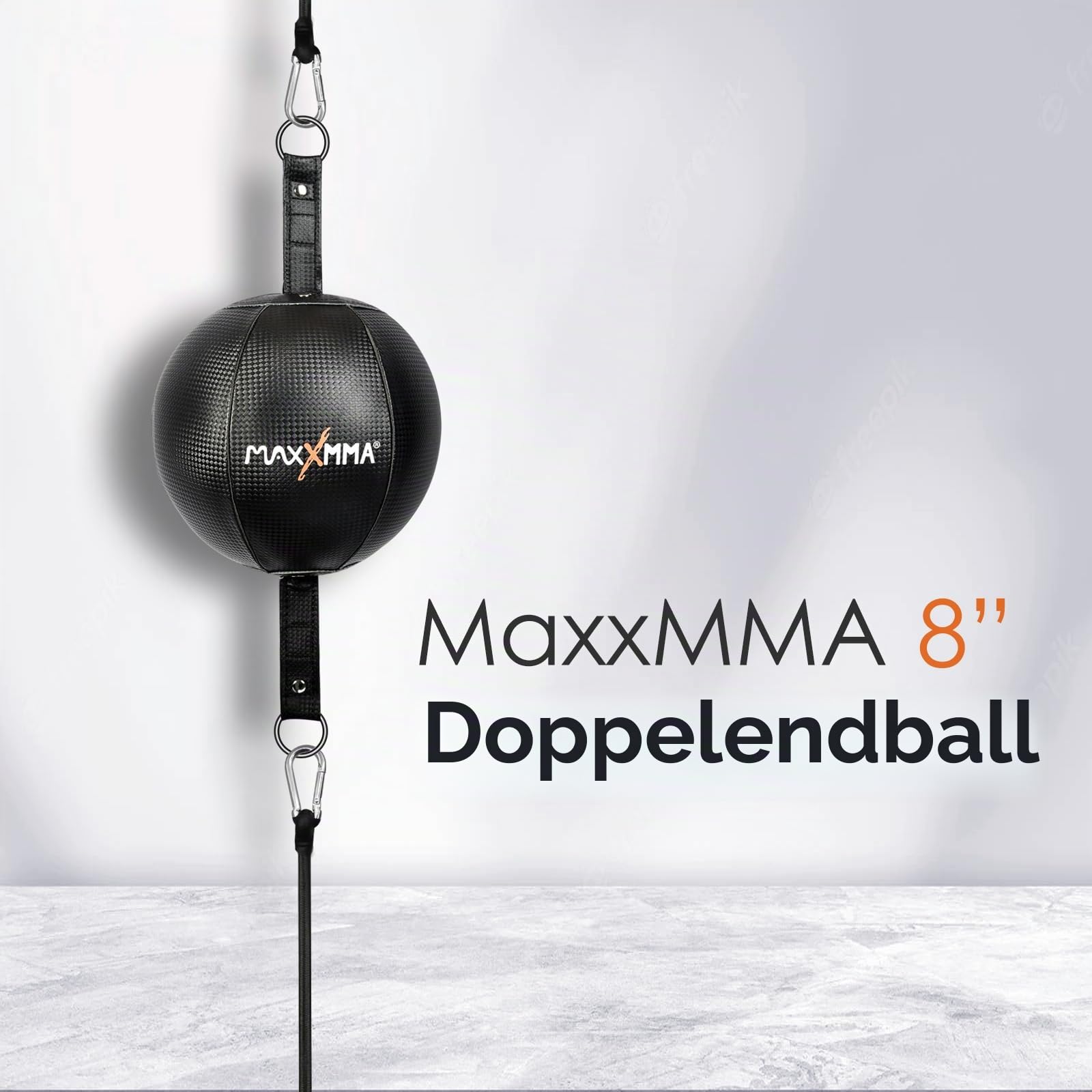MaxxMMA Doppelend-Speedball aus Premium-Kunstleder – Verstellbarer Boxball für Heimtraining mit Pumpe, 2 Bungee-Seilen & Wandhalterungen