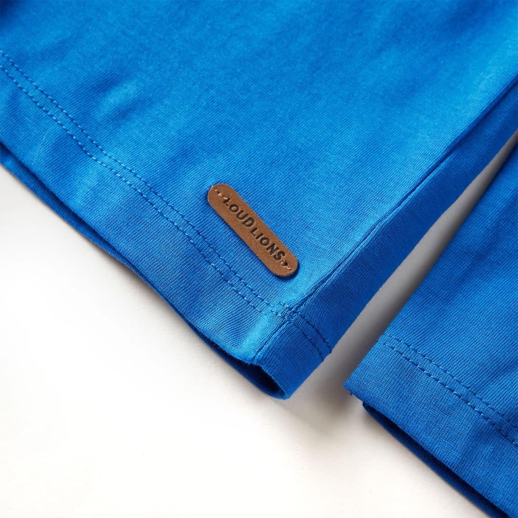 Maglietta a maniche lunghe per bambini in cotone blu cobalto con stampa giocatore di calcio, girocollo per ragazzi e ragazze, per tutti i giorni, scuola, tempo libero, calda, confortevole