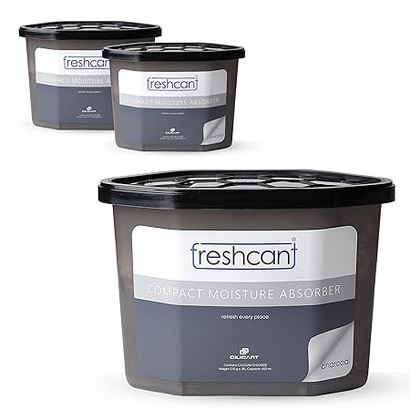 freshcant Moisture Absorber by CILICAnT | Moisture Absorber for Wardrobe | Fights from Moisture, Mold, Fungus & Musty Smell | Dehumidifier | Refresh Every Place | Odor Buster Charcoal Combo Pack of 3