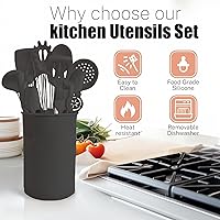 Vista 5 de Silicone Kitchen Cooking Utensils Set with Stainless Steel Handle, Spatula Set Utensil Set, Cooking Utensil Set,Kitchen Tools Gadgets for Nonstick