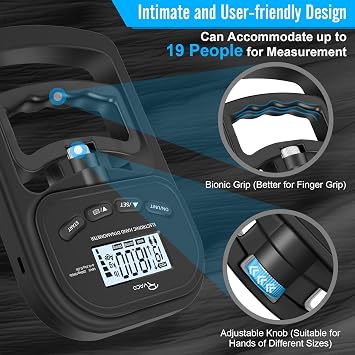 Ryaco Grip Strength Tester With Adjustable Hand Gripper, 396lbs/180kg Digital Hand Dynamometer Grip Strength Trainer Set Electronic Hand Grip Strengthener with LCD Display for Rehab Fitness Home Use