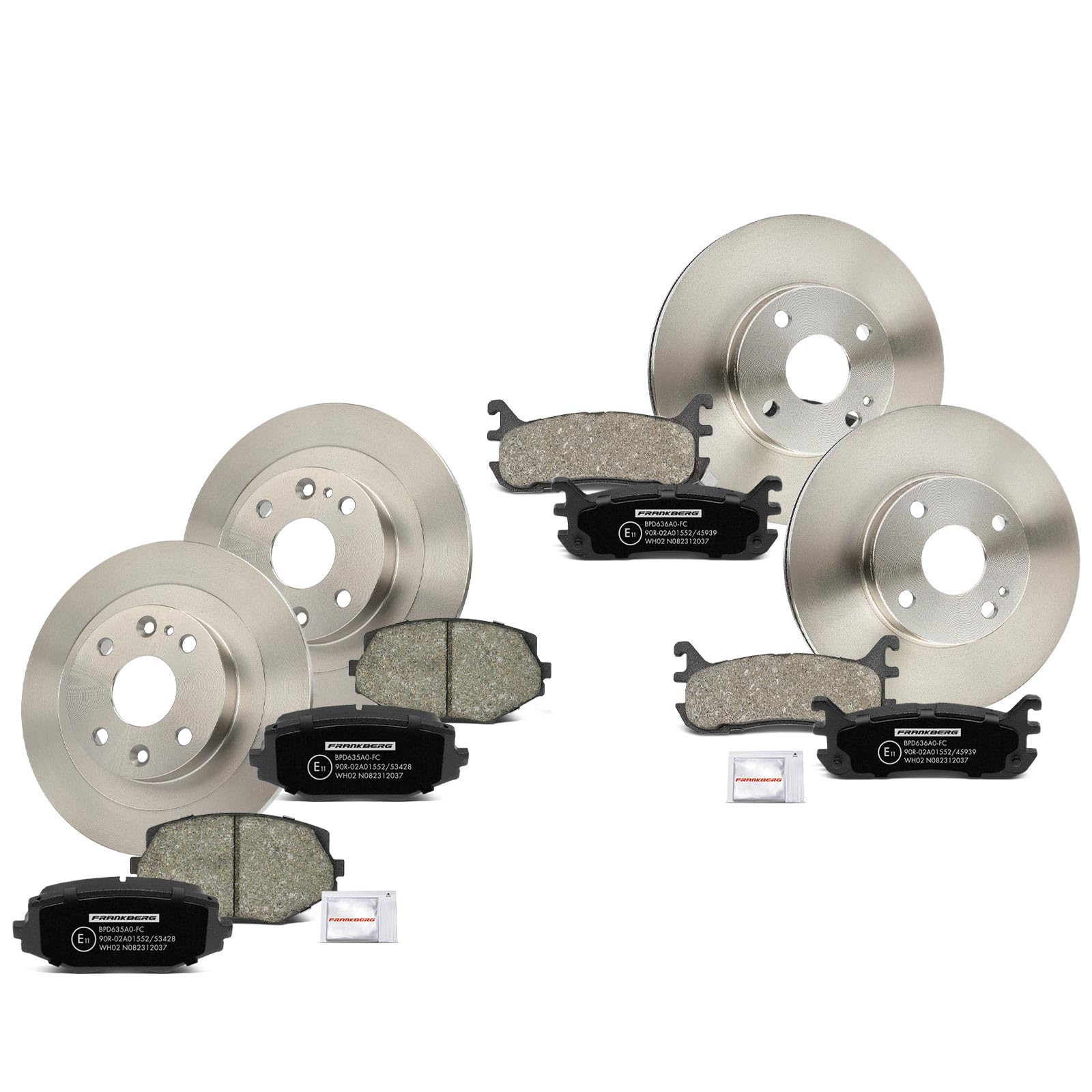 Frankberg Bremsensatz inkl. 4x Bremsscheiben + 8x Bremsbeläge Vorne Hinten Kompatibel mit MX-5 II NB MX-5 I NA Replace# NAY53323Z, BB4C26251