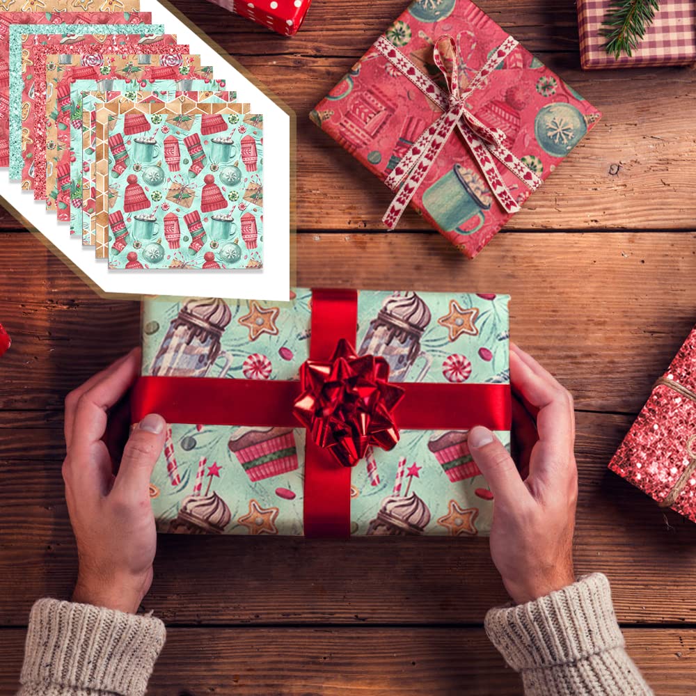 24 Sheets Christmas Scrapbook Paper 12x12 - Double Sided Kraft Pattern Paper For Card Making