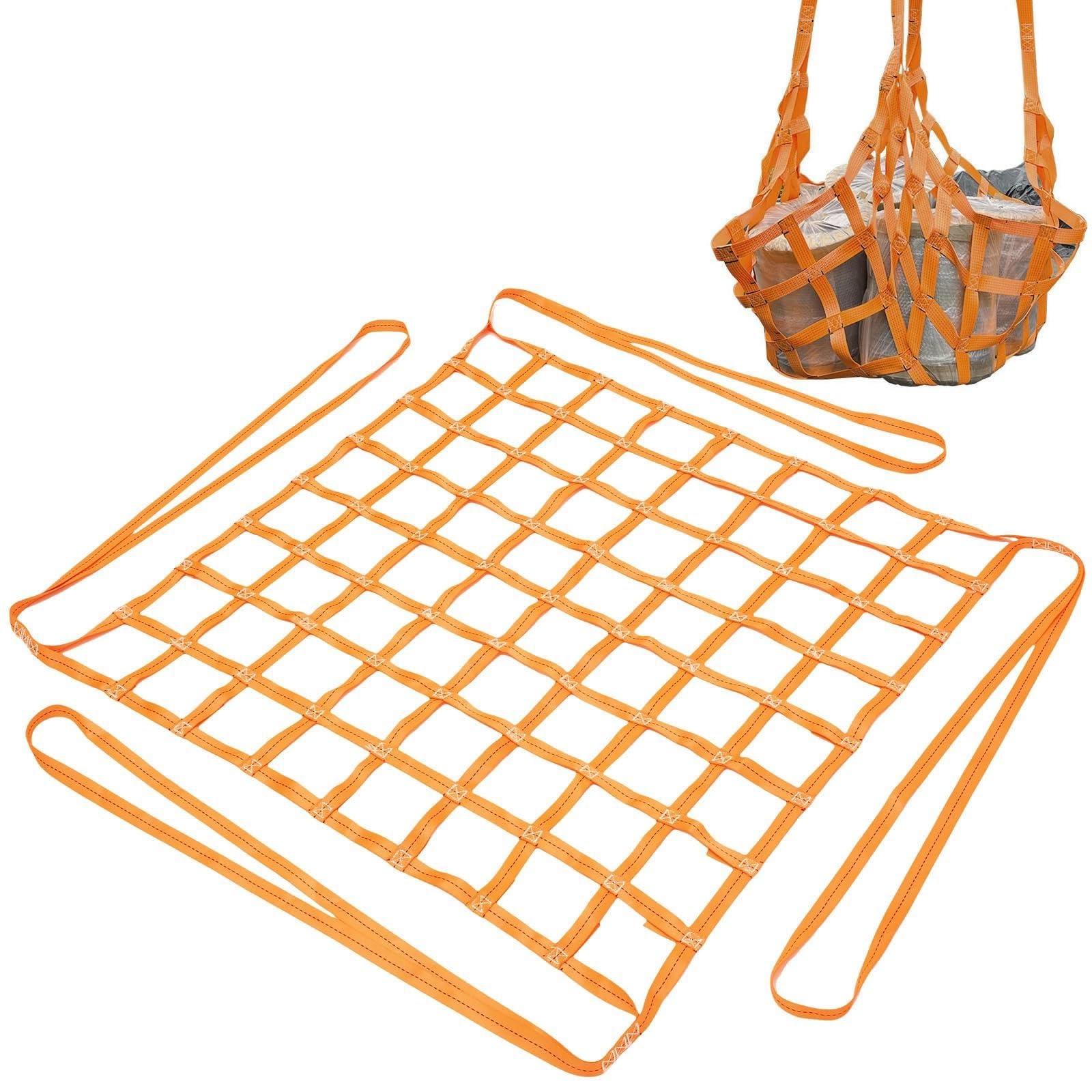 GDHKDDFL Nylon sling nets, Lifting Cargo Net, Bungee, Load 0.3-3.5Ton, Orange(1.5 X 1.5M/Mesh 10cm/Load 2t)