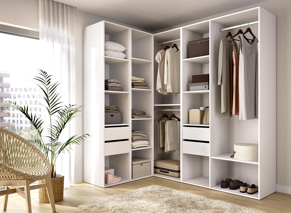 DEKIT Grupo RIMOBEL-Conjunto Armario-VESTIDOR Rincon con Trasera Reversible