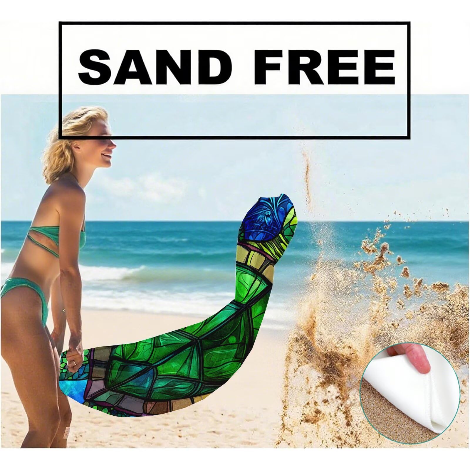 Telo Mare Microfibra, Telo Mare Grande 200 x 100 cm Set da 2, Antisabbia Asciugatura Rapida Assorbente Salvietta da Spiaggia Asciugamano per Palestra Piscina Viaggi Sport Picnic, Regali Donna Q-700