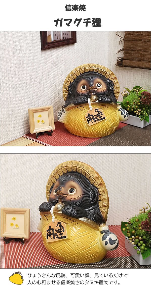 Amazon.co.jp: 信楽焼 7号がまぐち狸(黄) しがらきハンカチパッケージ