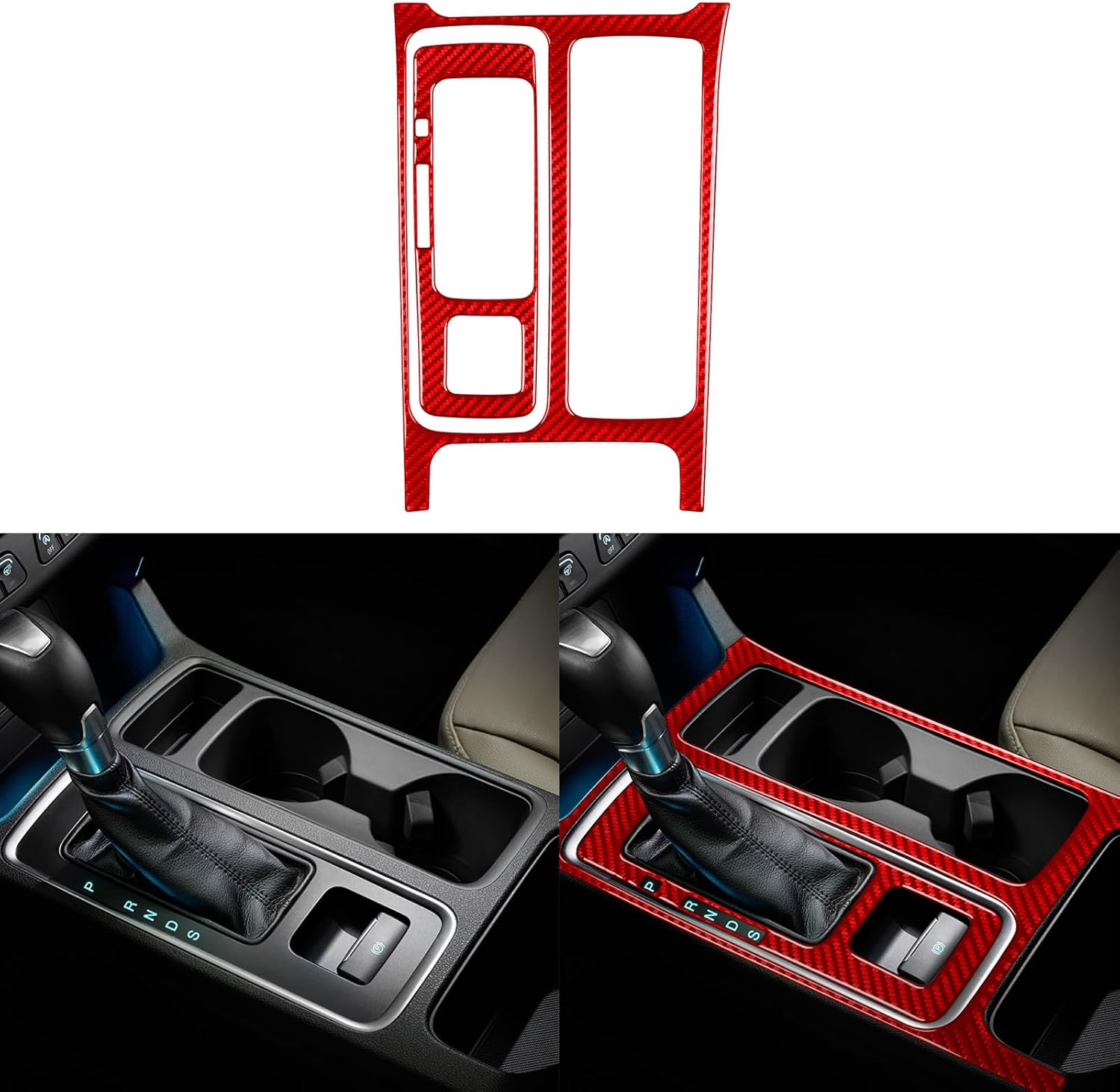 NVCNX Real Premium Carbon Fiber Compatible with Ford Escape 2017 2018 2019 S SE SEL Titanium Car Center Console Gear Shift Panel Cover Interior Trim Kit Accessories 2PCS Red