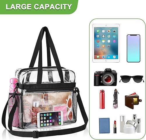 Vista 227 de Oraben Bolsa transparente transparente aprobada para estadios de 12 x 6 x 12 pulgadas, bolsa de estadio para trabajo, juegos deportivos, gimnasio