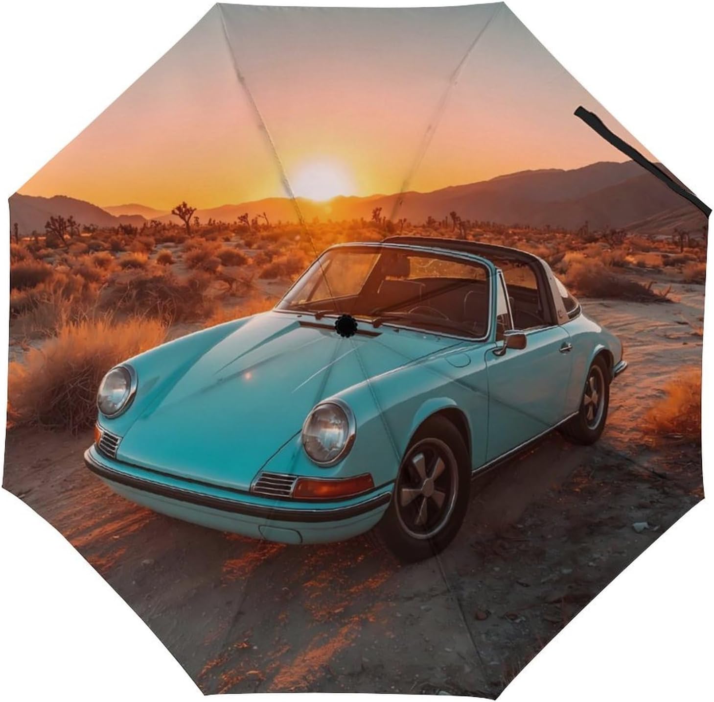 Golden Hour Classic Car Travel Umbrella Windproof Folding Umbrella | Portable,Rain&Sun