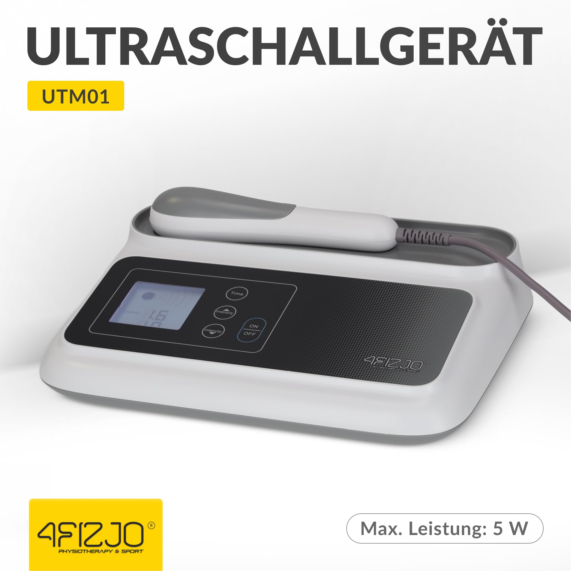 4FIZJO Tragbares Ultraschallgerät, Ultraschall Handgerät Schallwellengerät | für Zuhause, Physiotherapie, Wärmende Mikromassage, Körper, Gesicht und Hautpflege