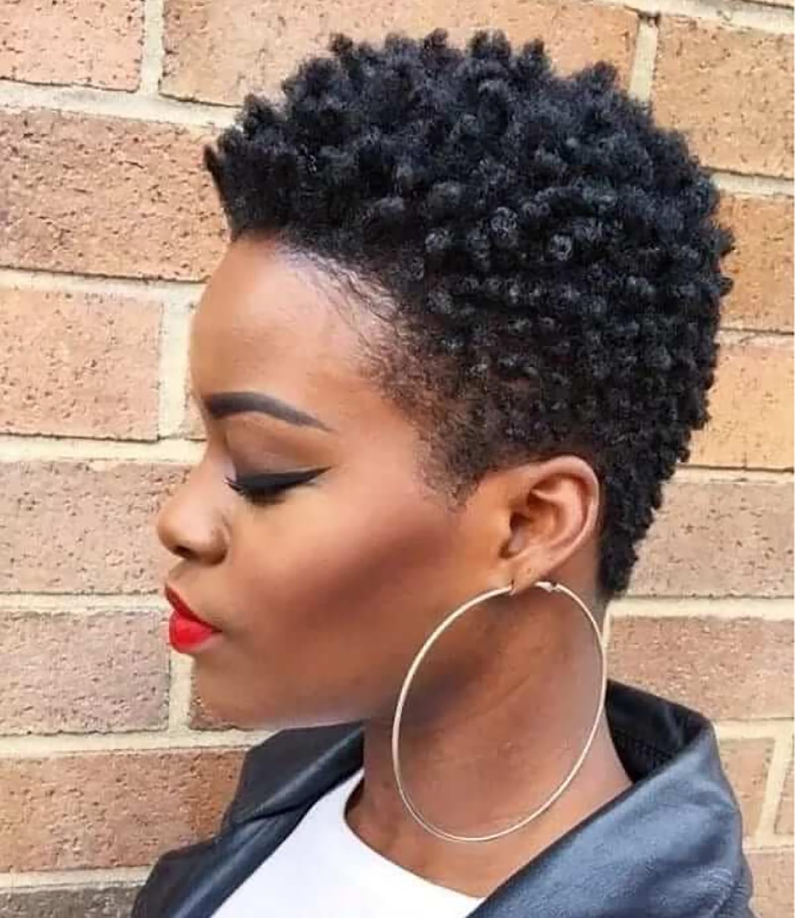 Ccxrc Women's Black Pixie Wig Short Curly Wigs For Glueless Brazilian Kinky Curly Wigs For Daily Use 3Inch