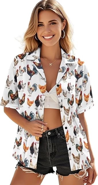 Womens Casual Short Sleeve Shirt Business Work Blouses Button Down Shirts Cuban Neck Summer Beach Tshirt Tops