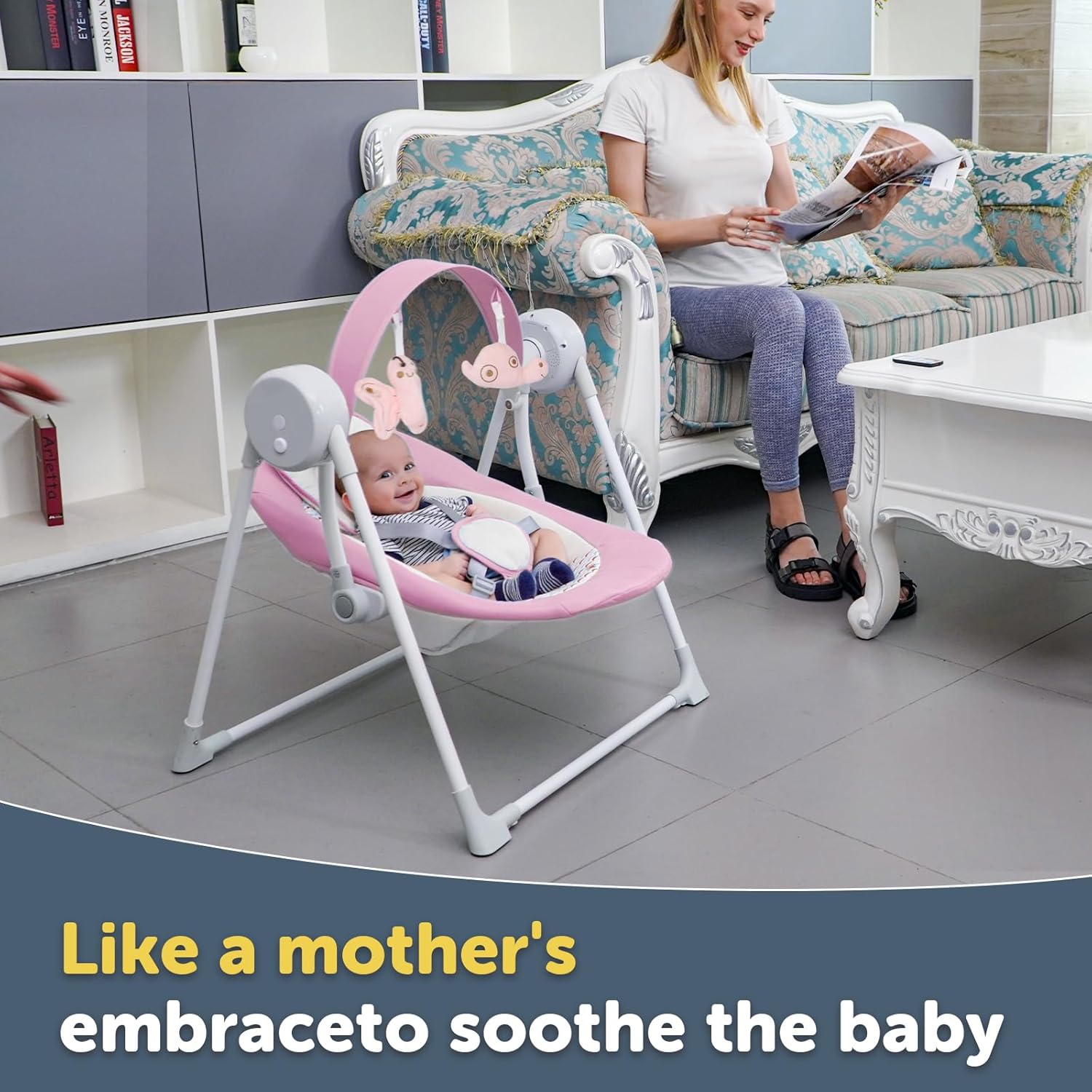 Baby Swing SpaceSaver Ultra-Compact Foldable Infant Swing (Fits in 5.3 Gaps!) 6 Speed Modes | Portable Newborn Swing for Travel/Car/Picnic (0-9M, 6-20lbs)