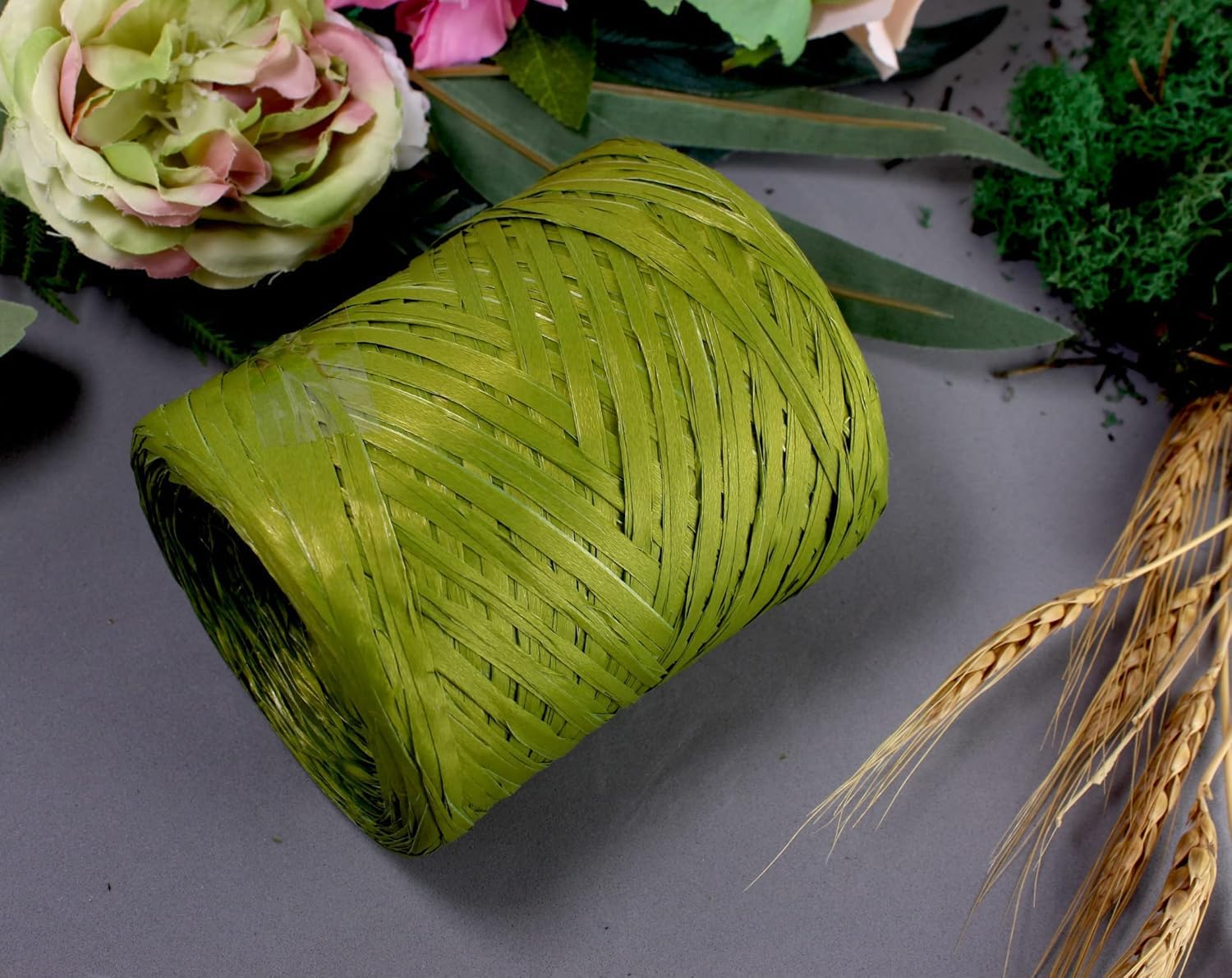 Nastro Di Carta Rafia JijAcraft - 200m, Verde Salvia, Per Regali, Decorazioni E Giardinaggio - Foto 7