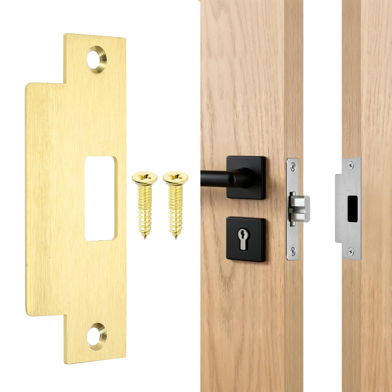uxcell Door Strike Plate 4 15/16"x2" Stainless Steel Security Latch Strike